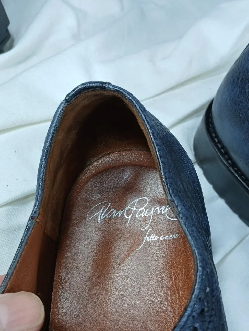 Alan Payne Men's Black Blue Leather Dress Shoes - Classic Lace-Up